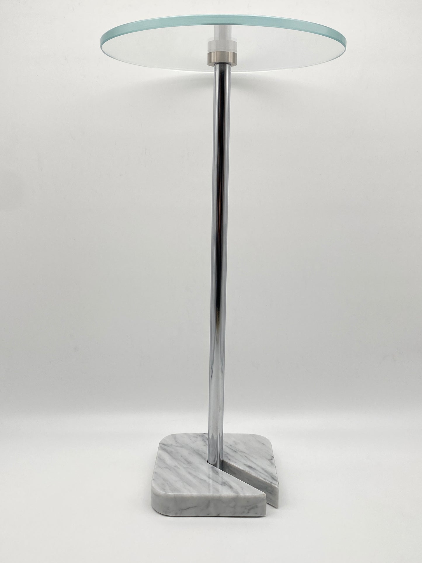 Beistelltisch Designobjekt aus Glas, Metall und Marmor, Vintage