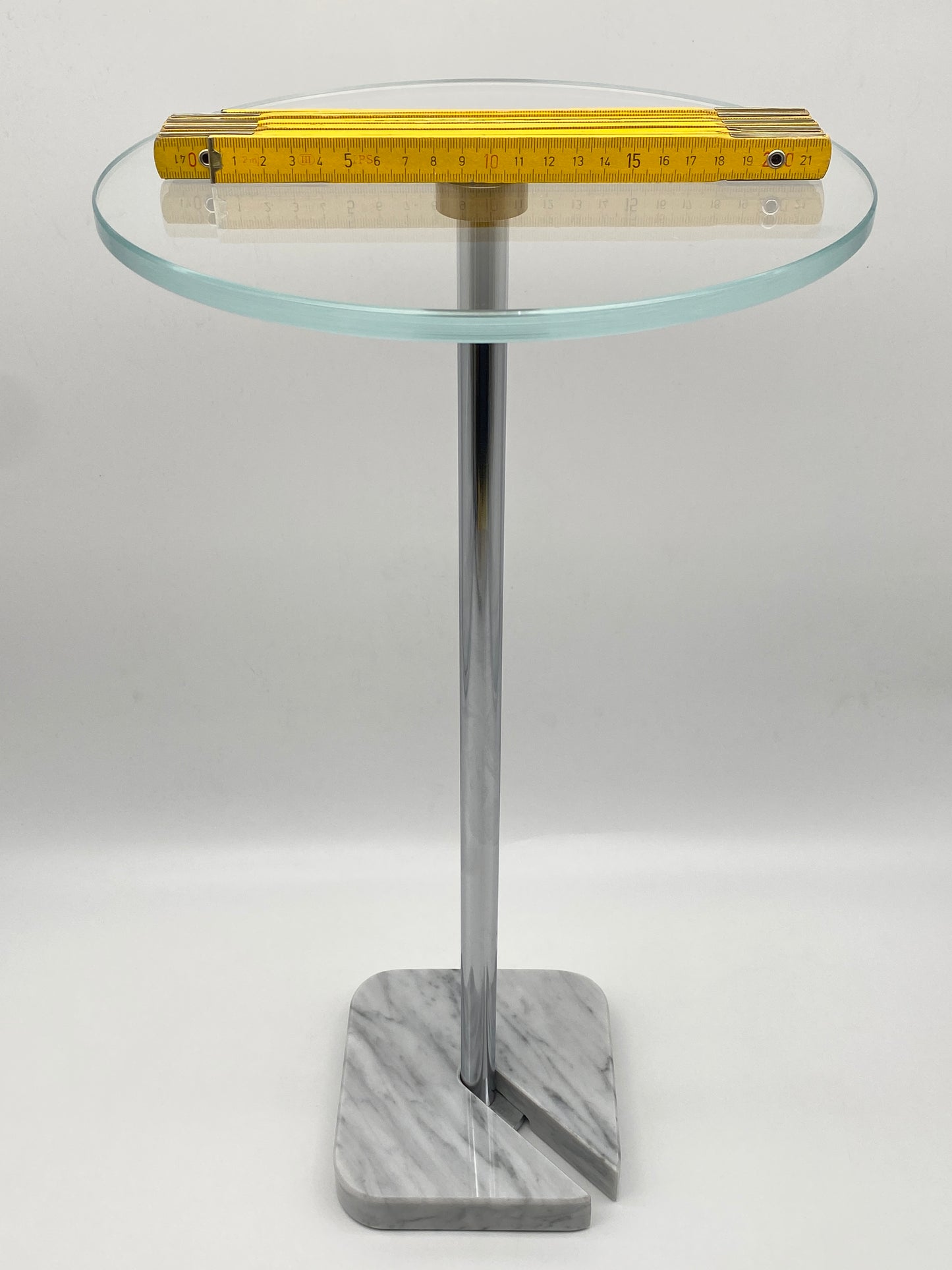 Beistelltisch Designobjekt aus Glas, Metall und Marmor, Vintage
