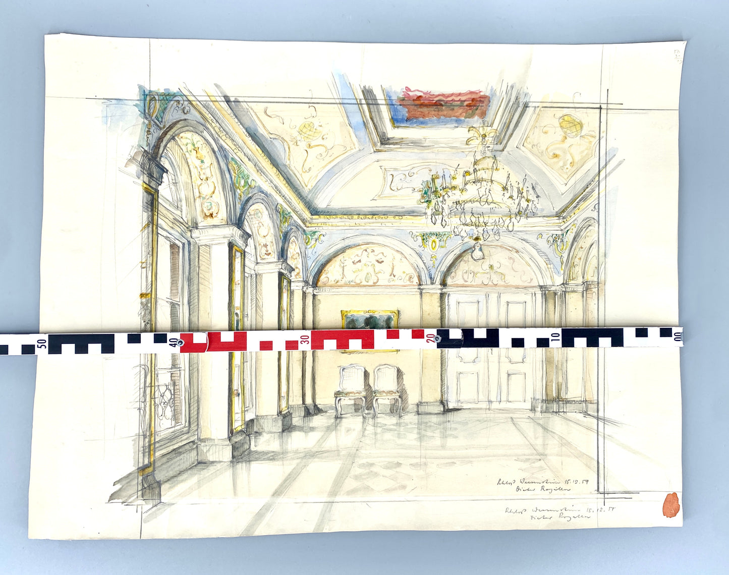 Schloss Weesenstein, Zeichnung Aquarelliert. Von Dieter Rogalla