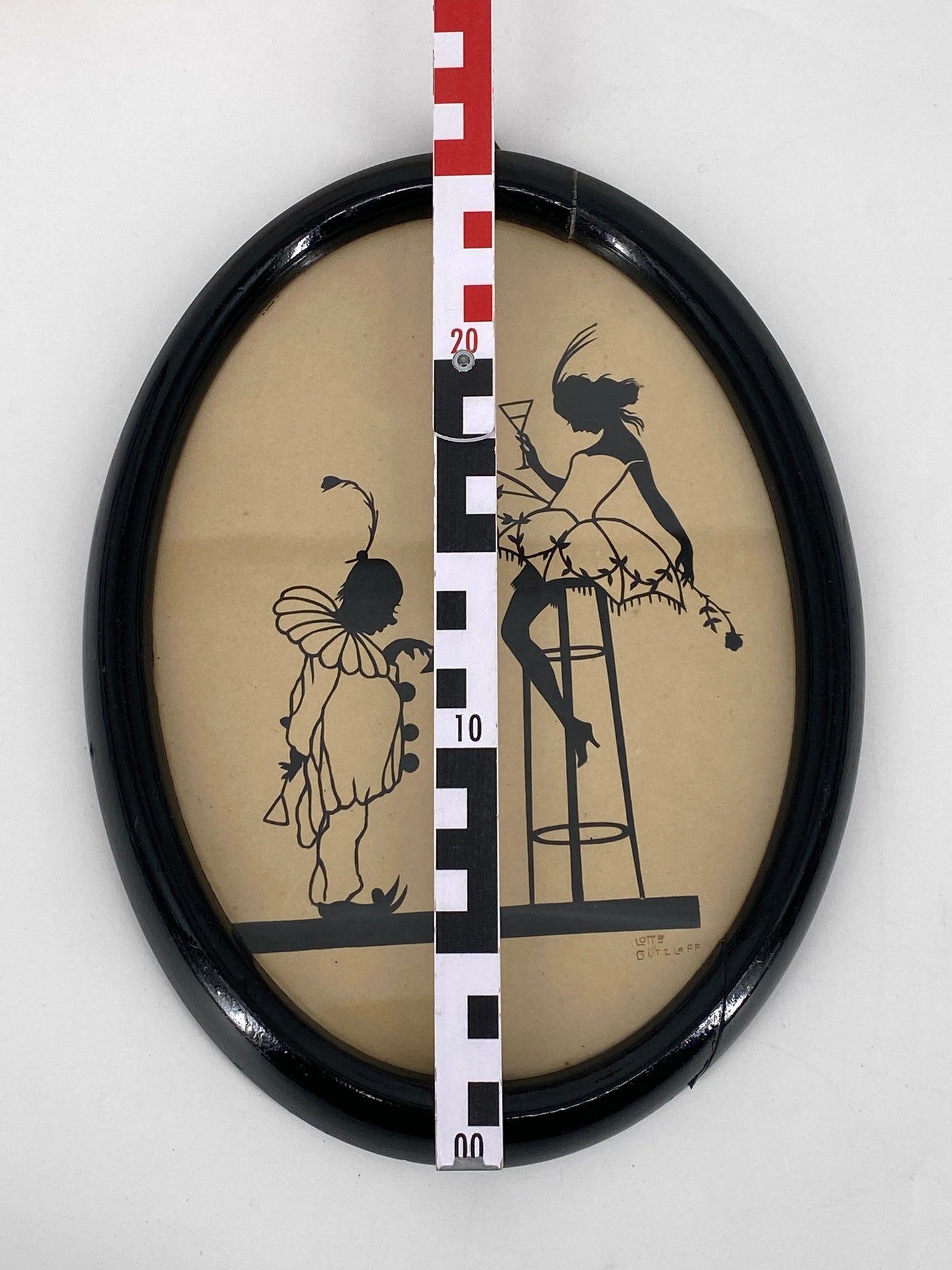 2 Scherenschnitte von Lotte Gützlaff, tanzende Silhouetten, Berlin, 20er