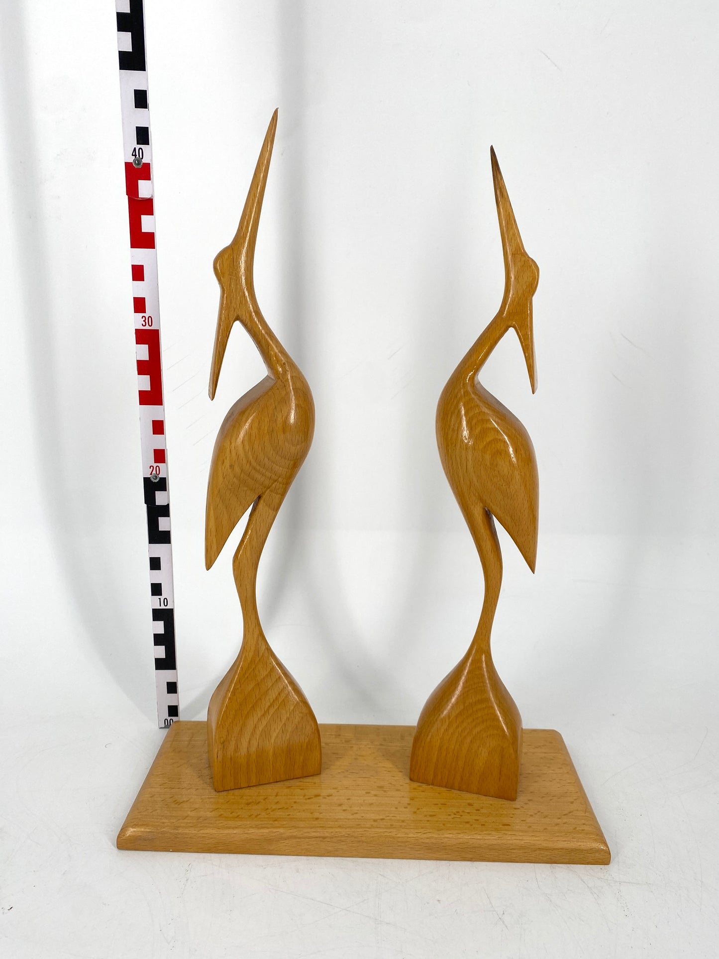 Mid Century Design Kranichfigur aus hellem Holz, Deutschland 1950er