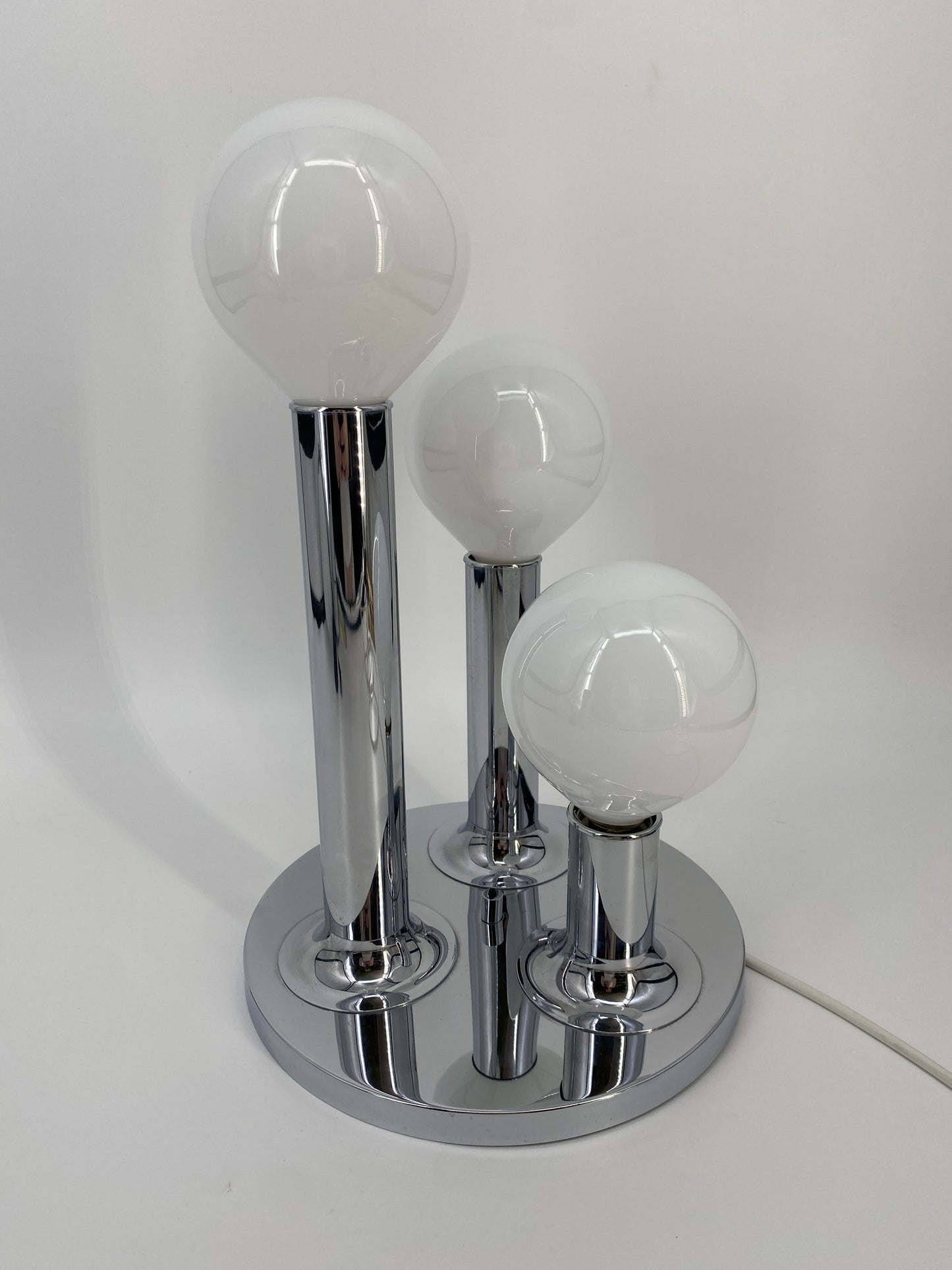 Deckenleuchte von Cosack in chrom und weiß Space Age, 1970er