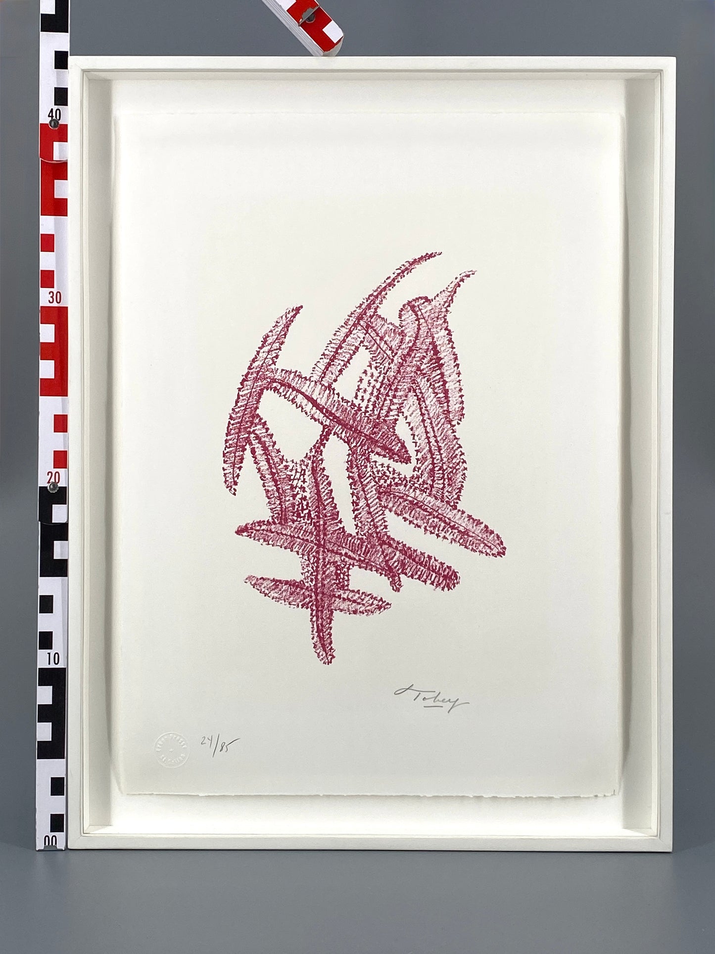 Farblithografie "Komposition in Rot" von Mark Tobey (1890–1976), Edition Erker, St. Gallen, 1972
