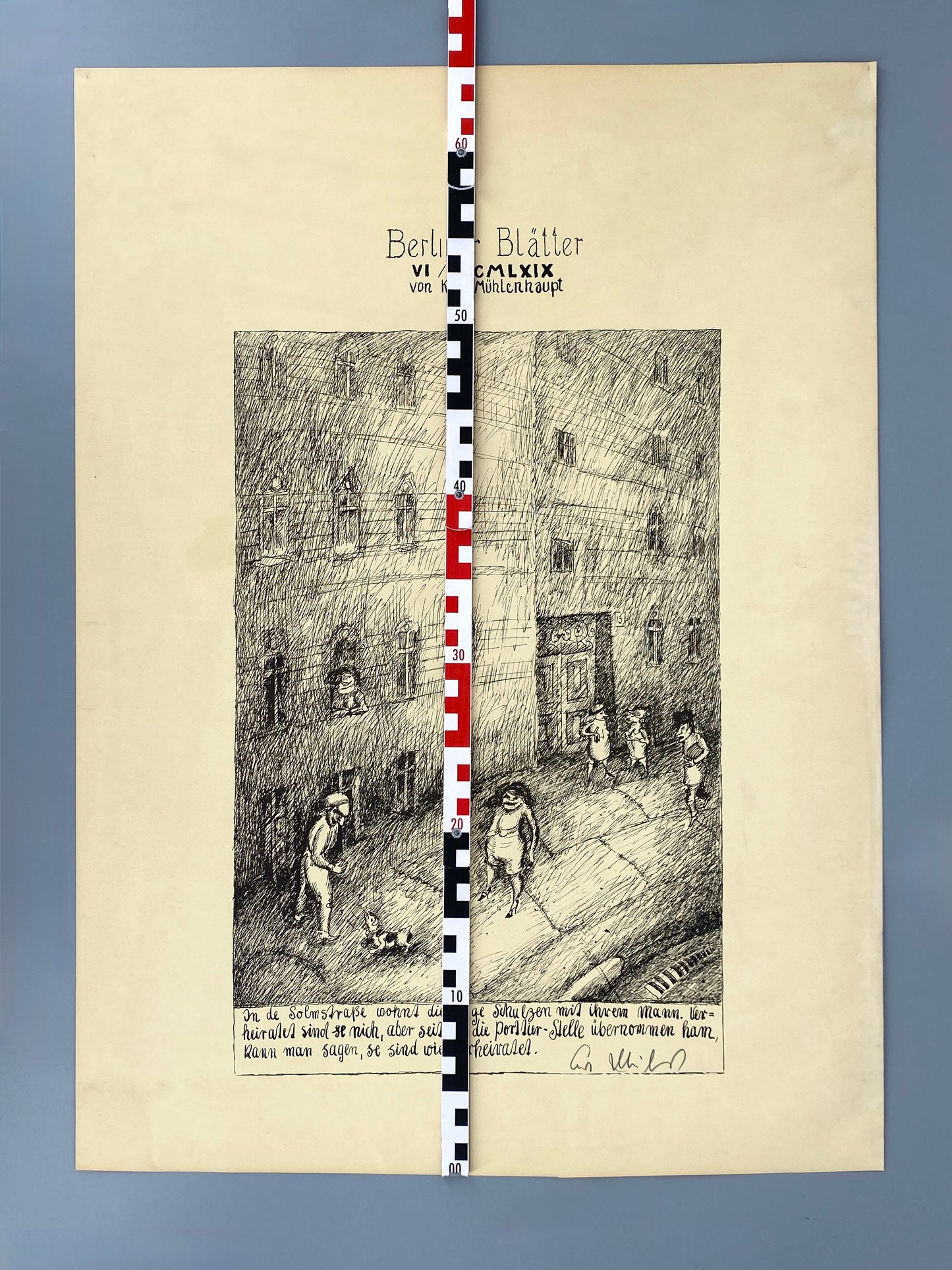 Handsignierte Lithografie von Kurt Mühlenhaupt (geb. 1921) aus der Reihe „Berliner Blätter“ (1969/6)