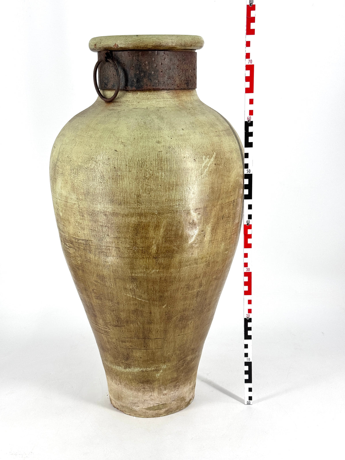 XXL BODENVASE 76CM ANTIK-STIL KERAMIK AMPHORE METALLGRIFF