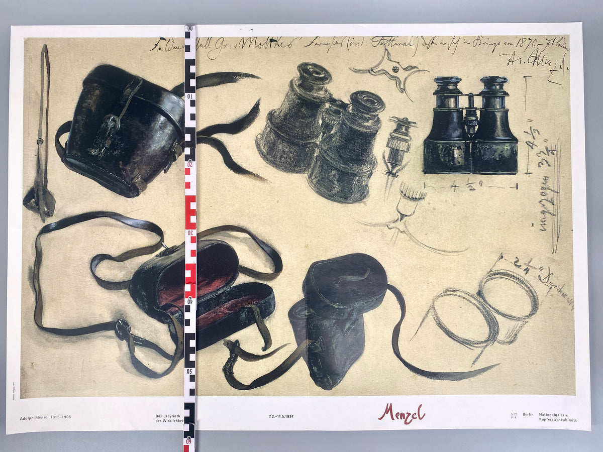 Ausstellungsplakat, Adolph Menzel. Das Labyrinth der Wirklichkeit, Moltkes Fernglas.