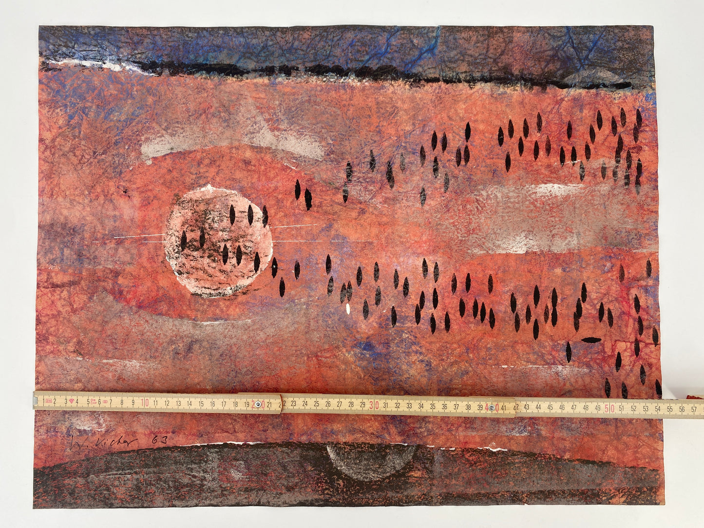 Malerei in Mischtechnik auf Papier des Künstlers Winand Victor, 1963