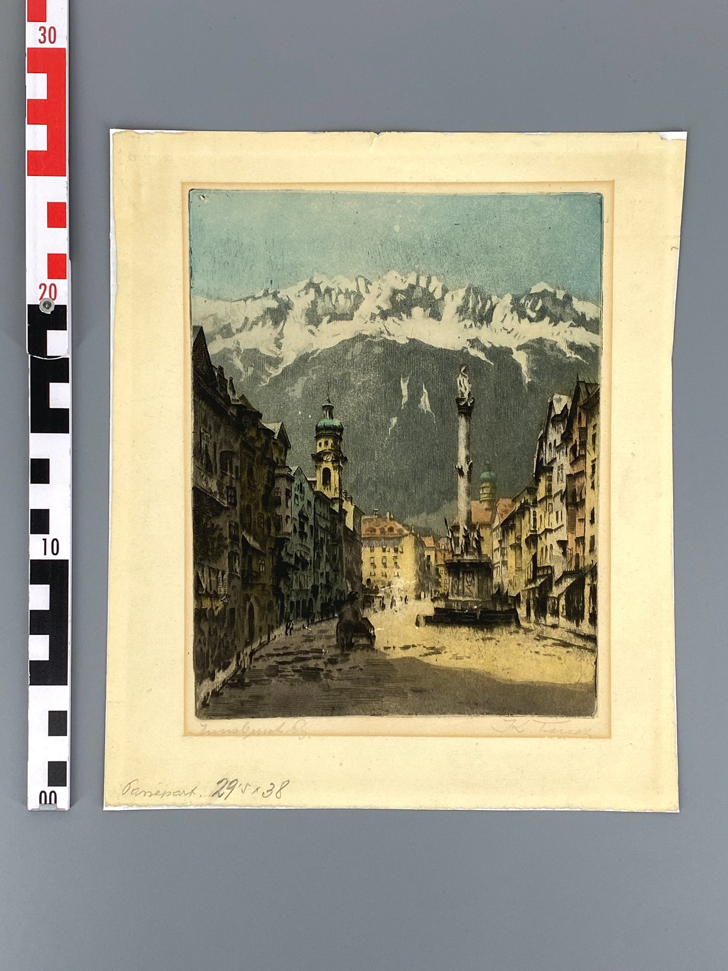Signierte Farbradierung "Innsbruck" von K. Turek