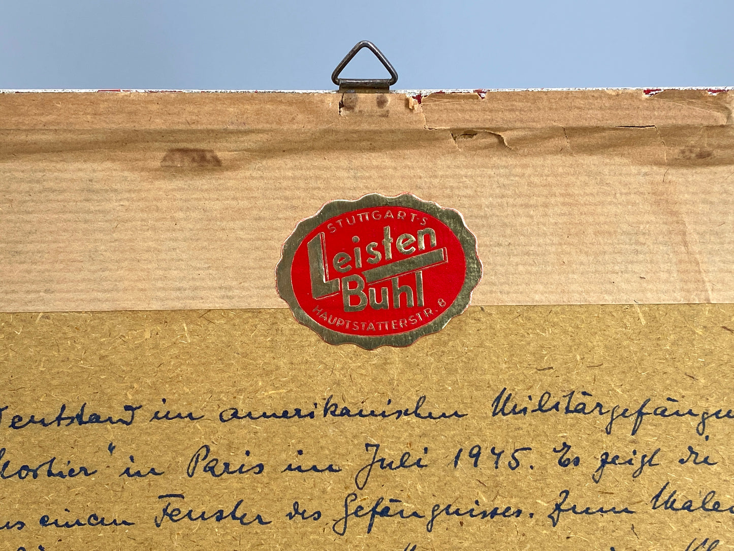 Signiertes Aquarell "Stadtansicht aus dem Fenster des Internierungslagers" von R. Gröne, 1945