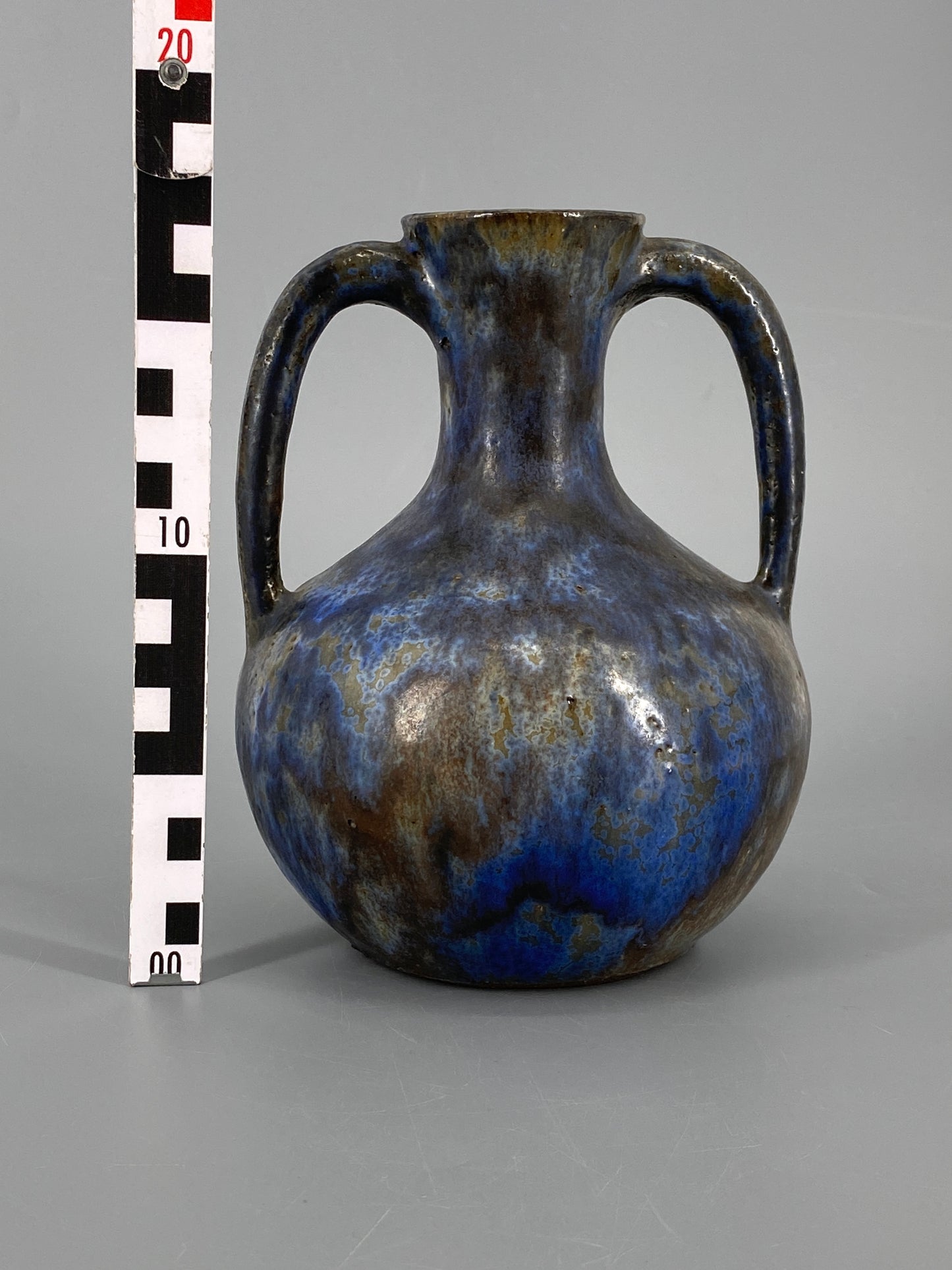 blau-braune Amphore Studiokeramik Vase von Werner Lehr, Keitum auf Sylt, 60er
