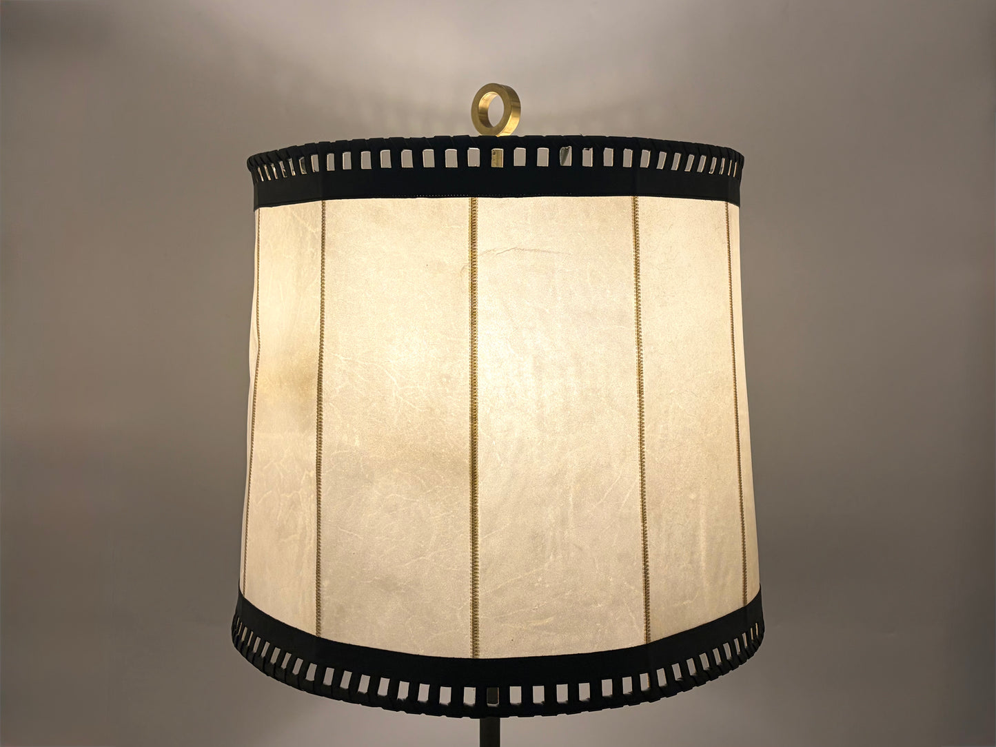 Seltene Mid Century Design Stehlampe von Charlotte Wawer Leuchten, mit Leder bezogen, Deutschland 1950er