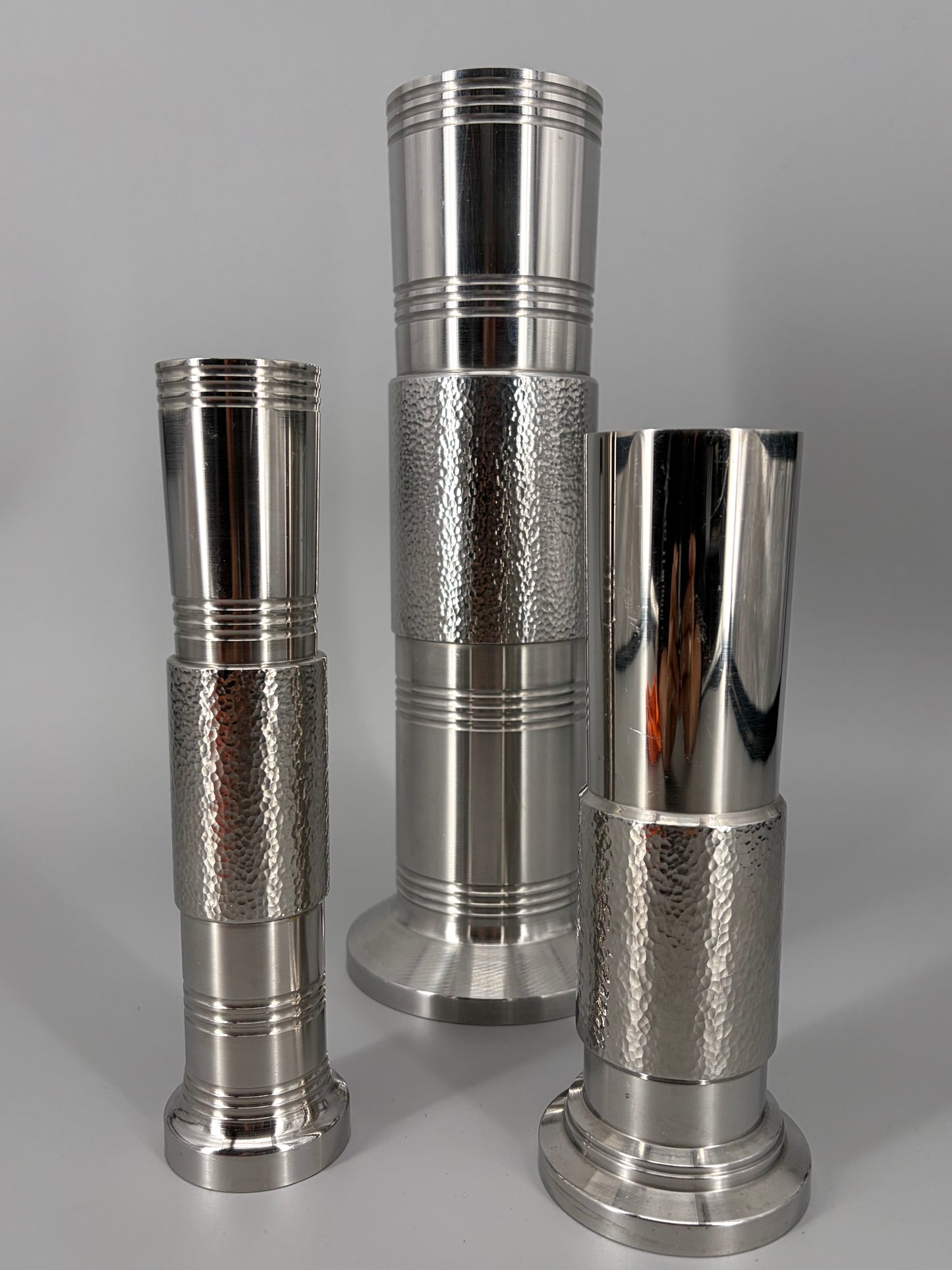 Set aus drei Vasen im brutalistischen Stil von BMF- Bayerische Metallwarenfabrik, Deutschland 1970er