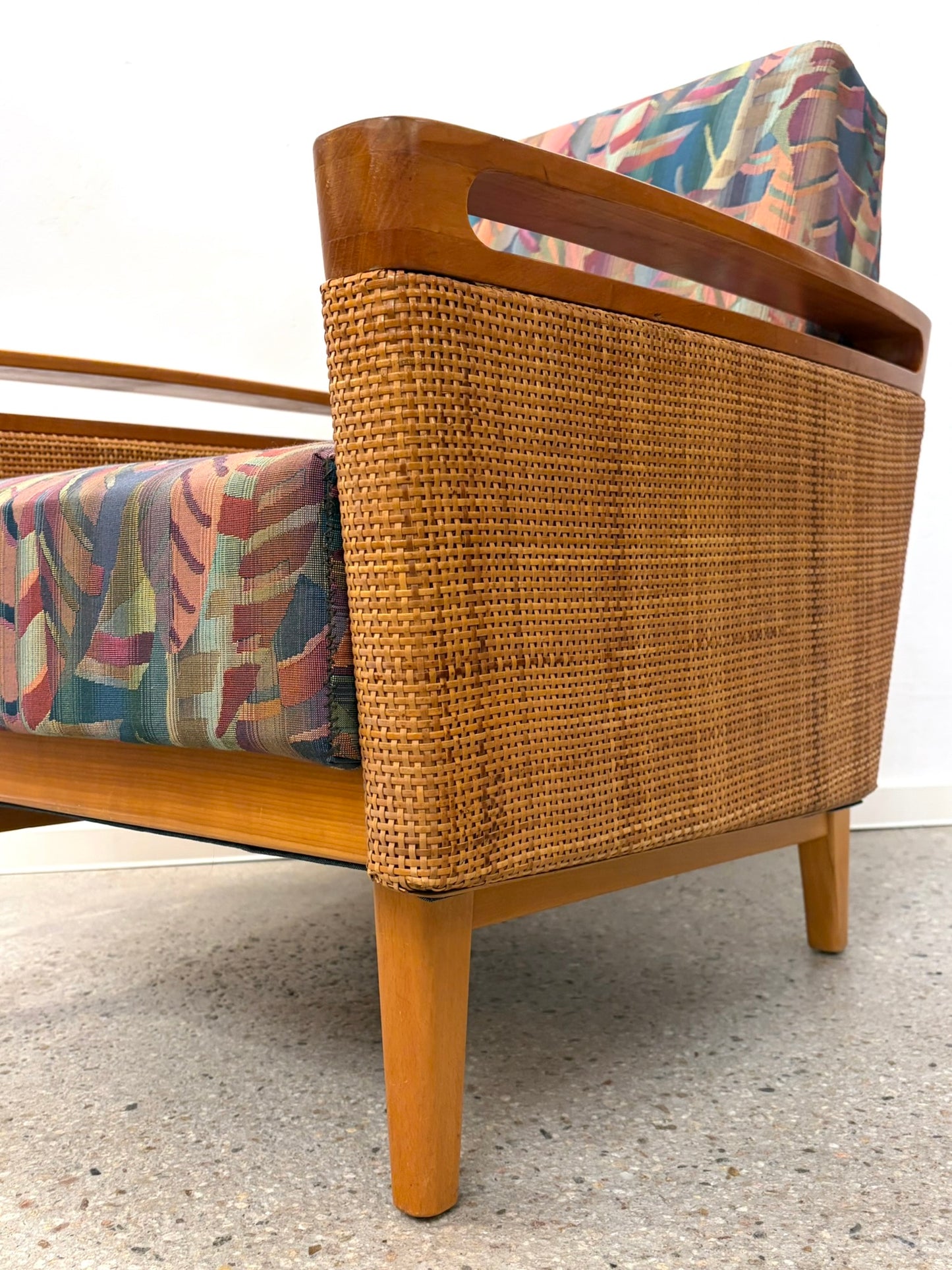 Mid Century Design Sessel mit Korbgeflecht, 50er