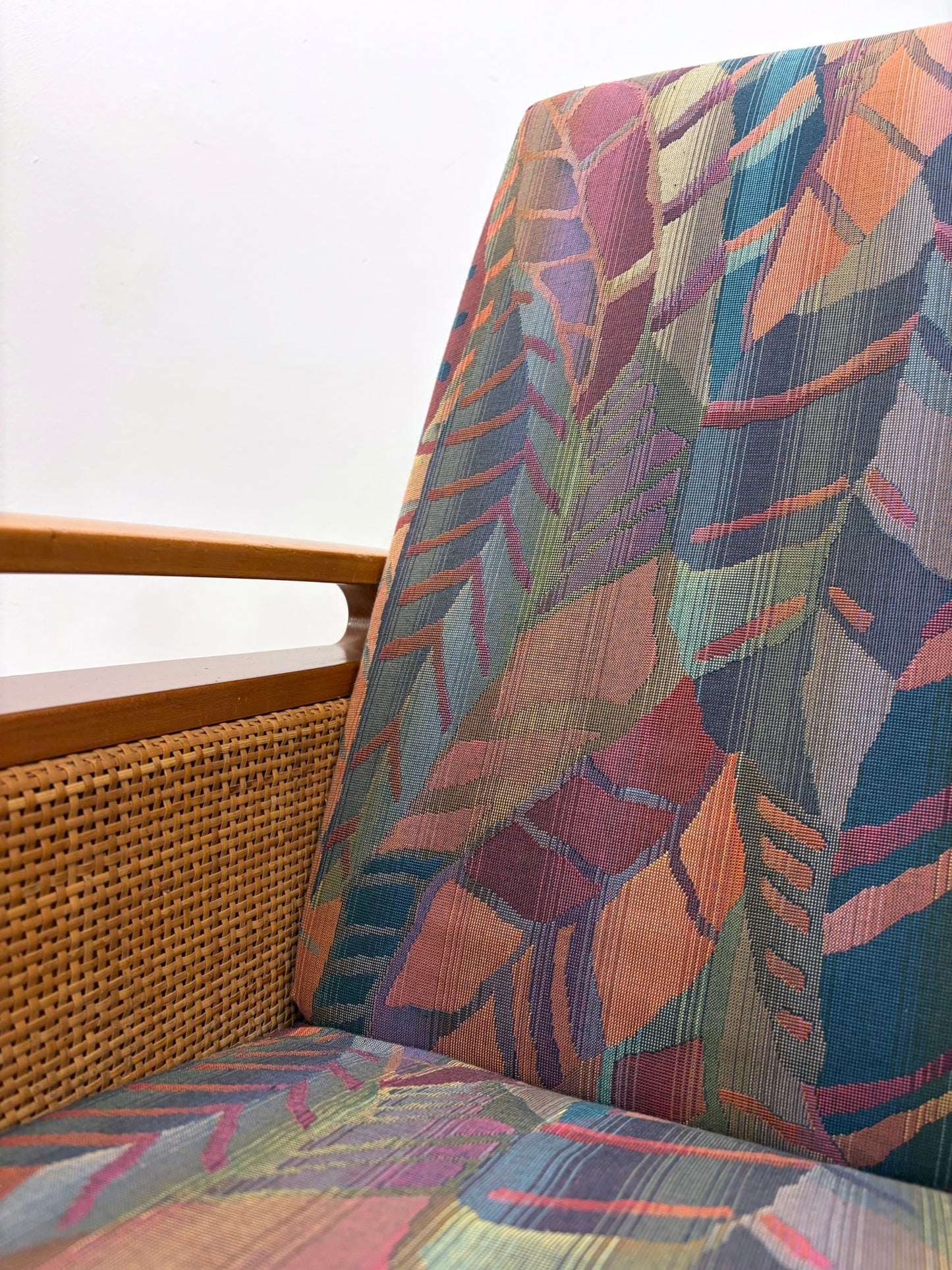 Mid Century Design Sessel mit Korbgeflecht, 50er