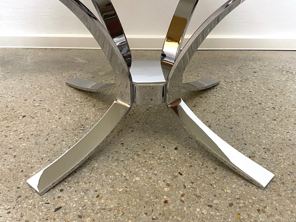 Space Age Design Couchtisch mit Rauchglasplatte und Chromgestell, 1970er