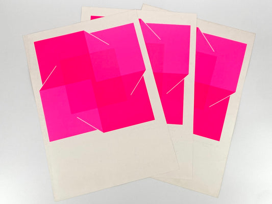 Konkrete Kunst Farbsiebdruck in neon Pink von Joachim Albrecht (1913‒1997), Deutschland 1970
