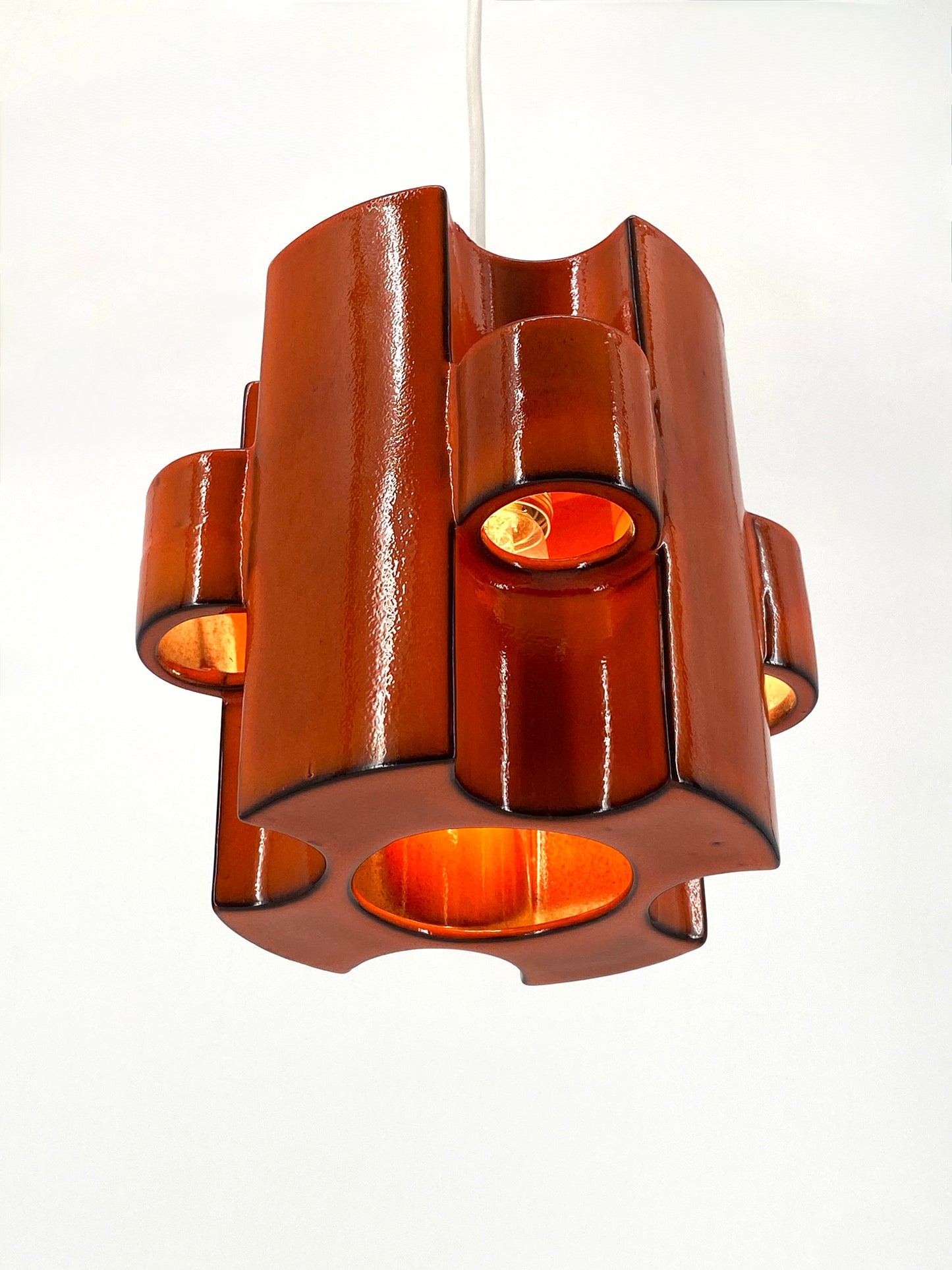 Brutalistische Deckenlampe aus glasierter Keramik von Cari Zalloni für Steuler, Deutschland 1970er