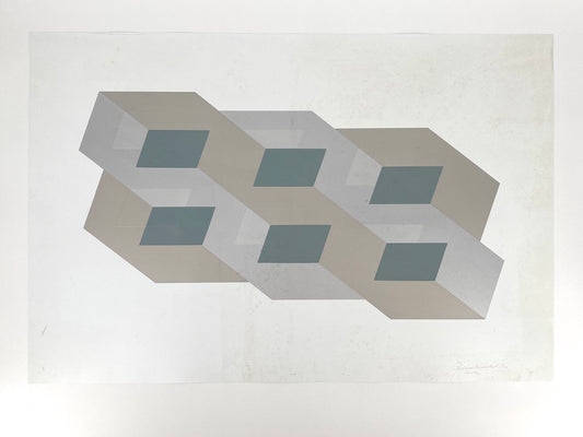 Konkrete Kunst Farbsiebdruck mit Prägedruck von Joachim Albrecht (1913-1997), Deutschland 1970