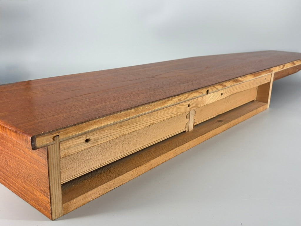 Mid Century Design Wandkonsole mit zwei Schubläden aus Teakholz, Dänemark um 1960