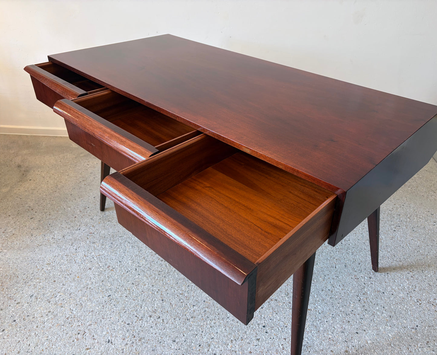 Mid Century Design Schreibtisch mit Buchablage, Deutschland 1950er