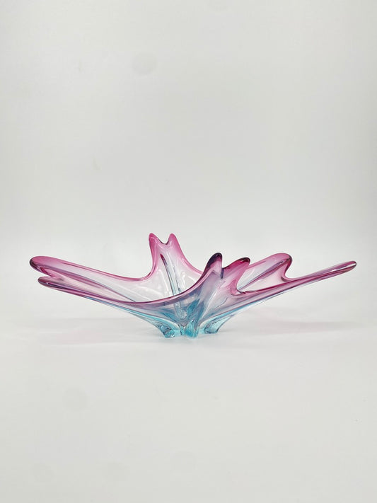 Glasschale in Hellblau / Pink, 60er