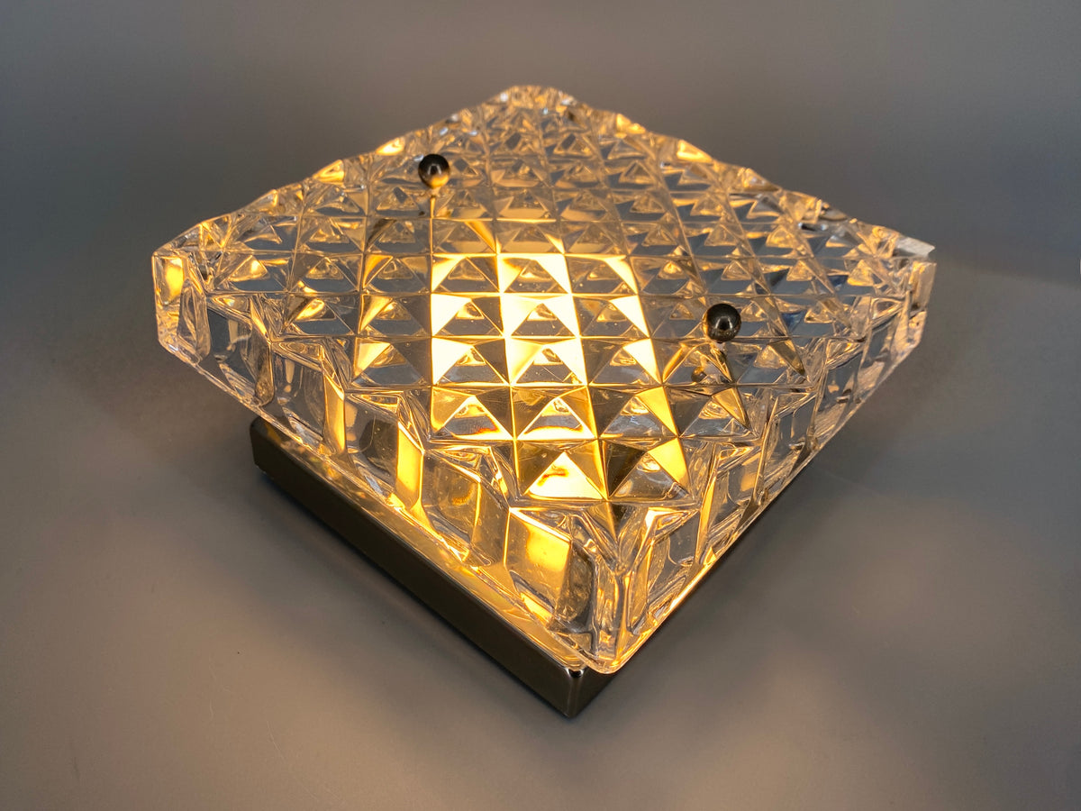 Quadratische Wandlampe mit Strukturglas von Kinkeldey, Deutschland um 1970
