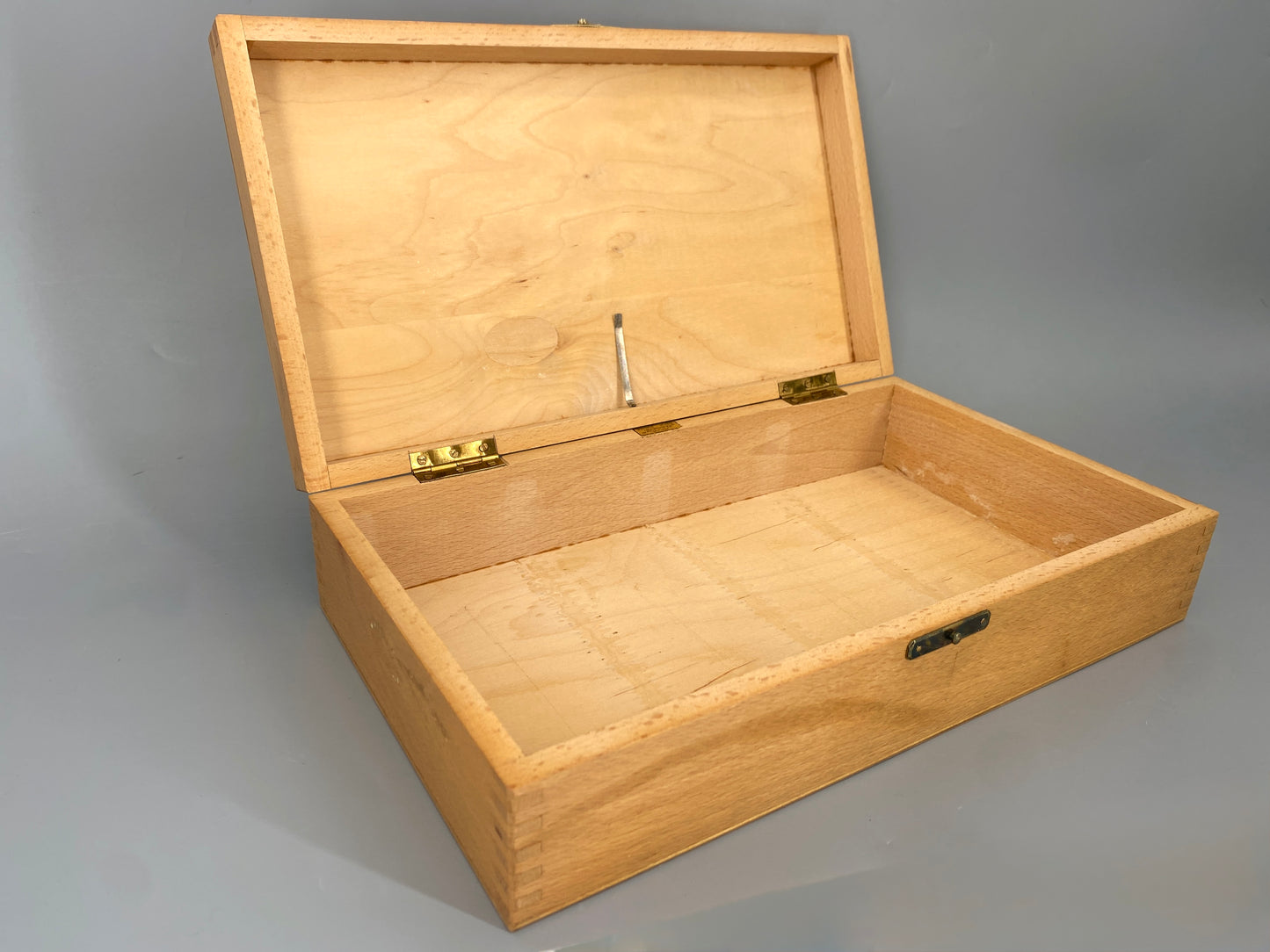 Vintage Holzschatulle mit Fingerzinken Eckverbindung