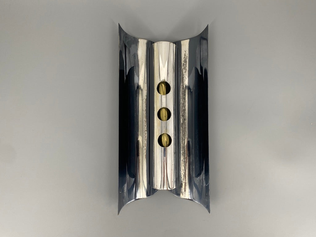 Versilberte Wandlampe im brutalistischen Stil, seltene Prototypen von Lechleitner Leuchten, Deutschland