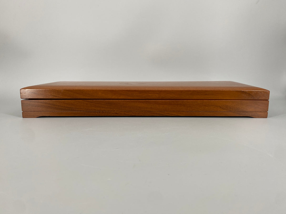 Grosse, flache Schatulle aus Teakholz
