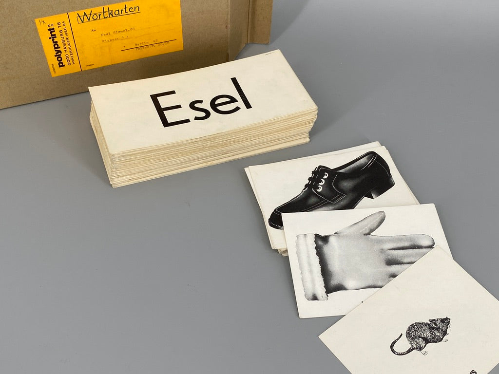Vintage Wortkarten /Lehrmaterial von Polyprint, Deutschland 1960er/1970er
