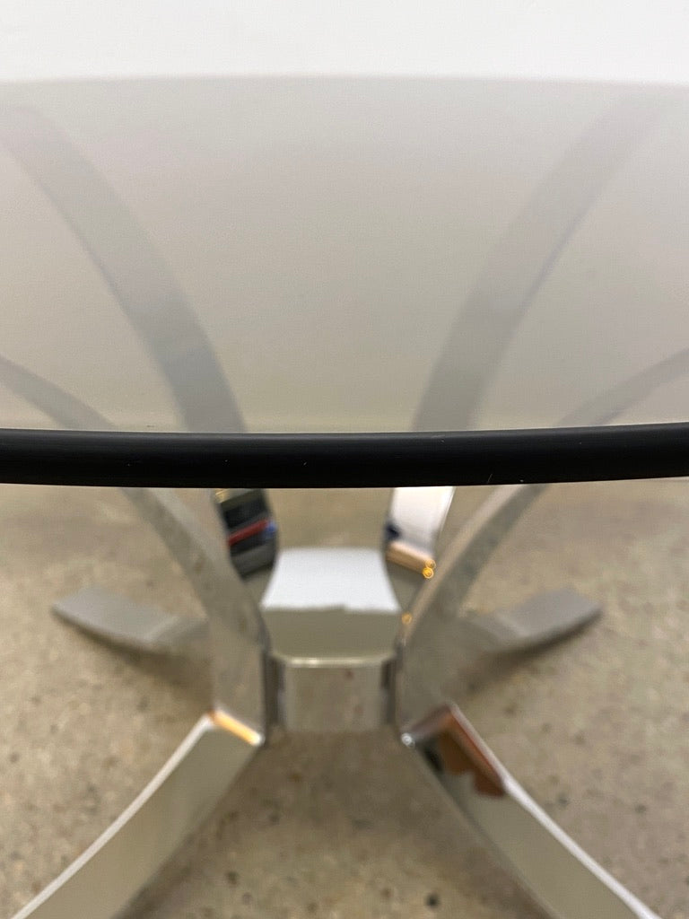 Space Age Design Couchtisch mit Rauchglasplatte und Chromgestell, 1970er