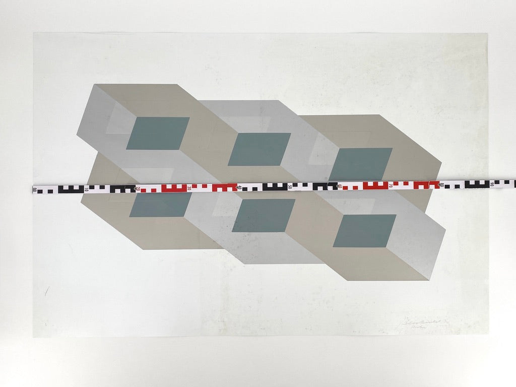 Konkrete Kunst Farbsiebdruck mit Prägedruck von Joachim Albrecht (1913-1997), Deutschland 1970