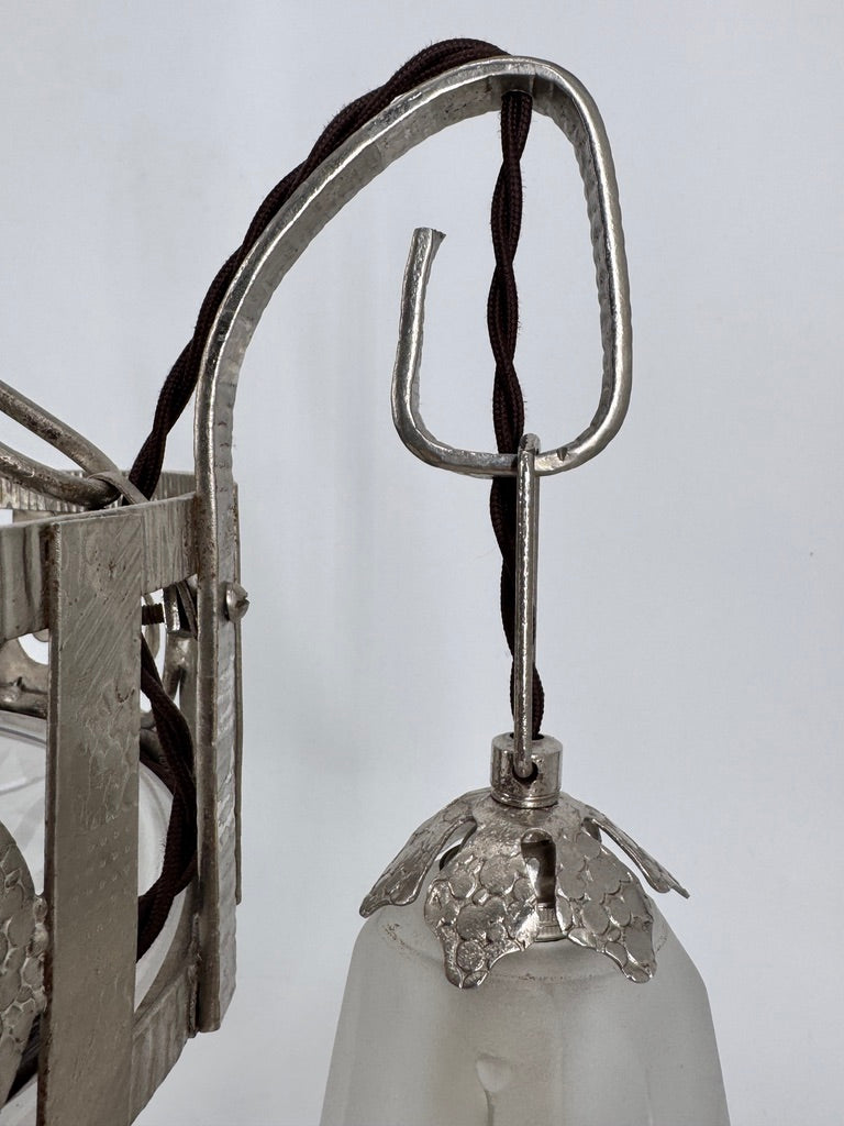Art Deco Kronleuchter mit Glasglocken von Dégué, Frankreich um 1930