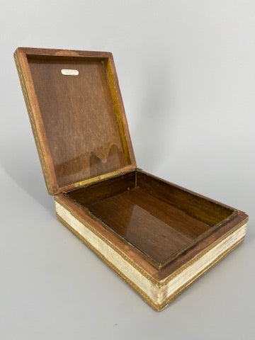 Dekorative Holzschatulle mit "Römischer Perspektive" von Badassare Peruzzi, hergestellt von Fratelli Alinari, Italien um 1900