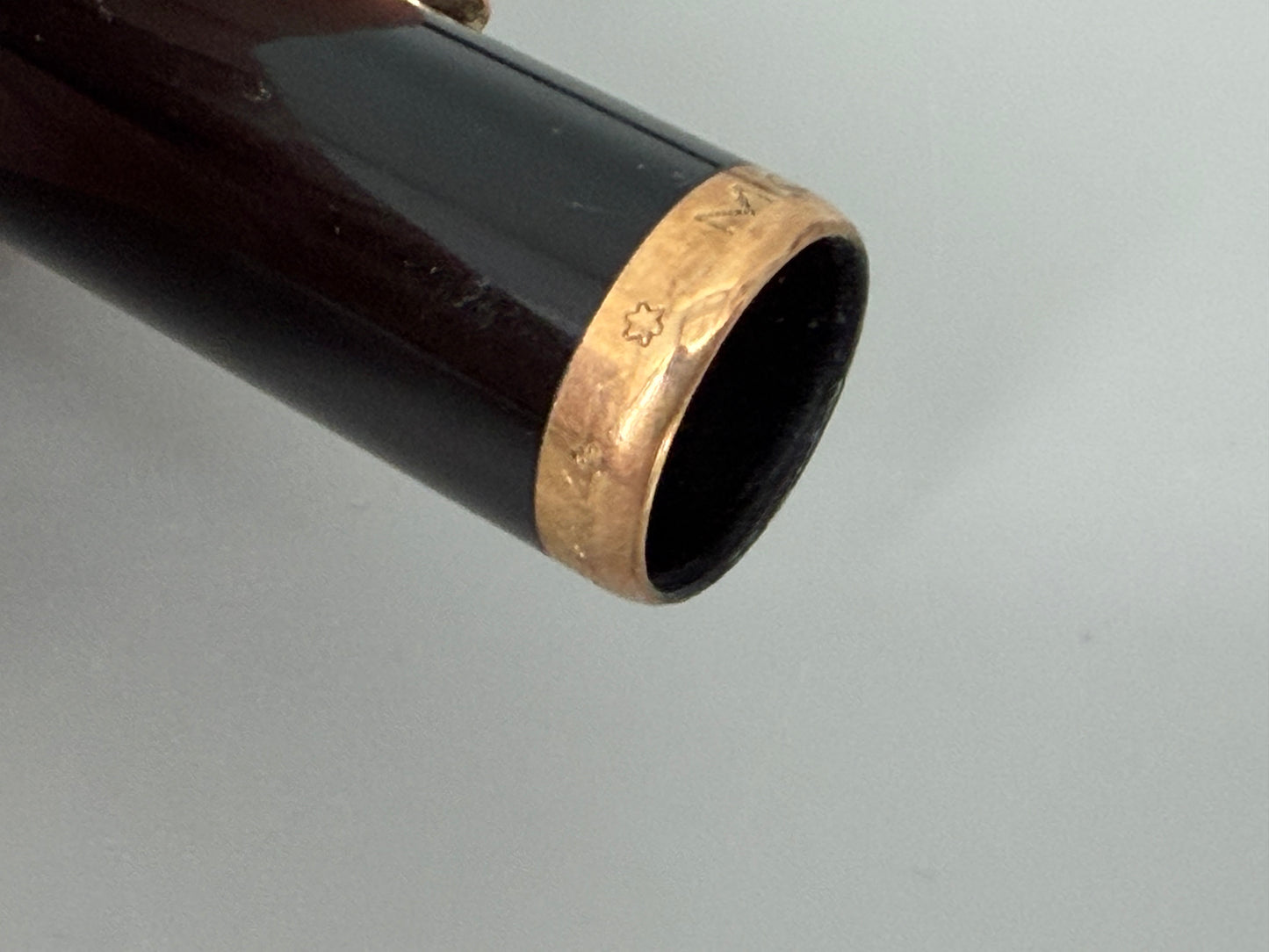 Seltener Montblanc Kolbenfüller 344-D mit 24 Karat Goldfeder und seltener blauer Logo-Kappe, Deutschland 1958