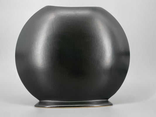 Vintage Blumenvase aus schwarz glasierter Keramik von ASA Selection, Deutschland 1980er