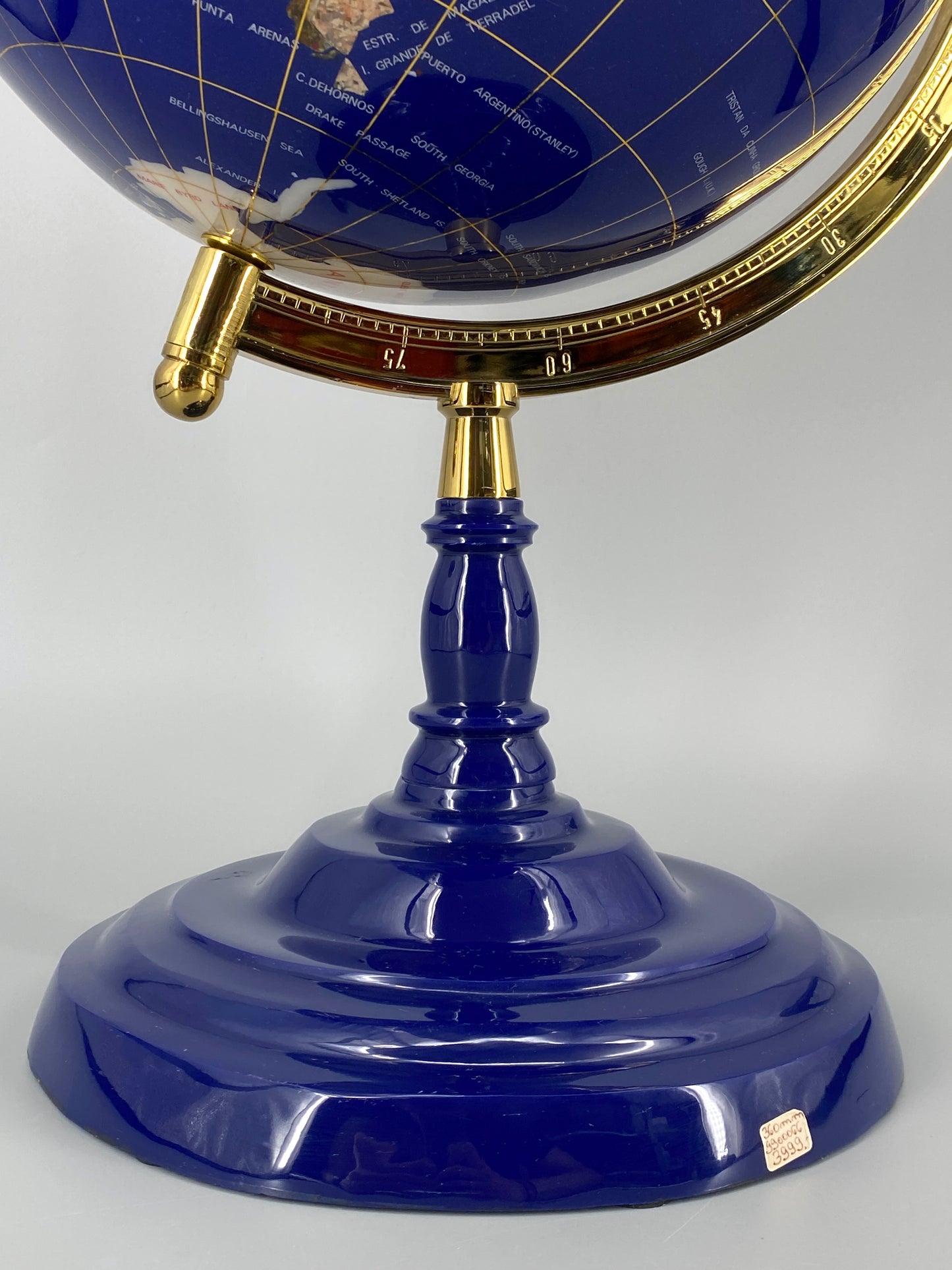 Große, imposante Weltkugel Globus mit Ländern aus eingelegten Halbedelsteinen und Perlmutt, 1990er