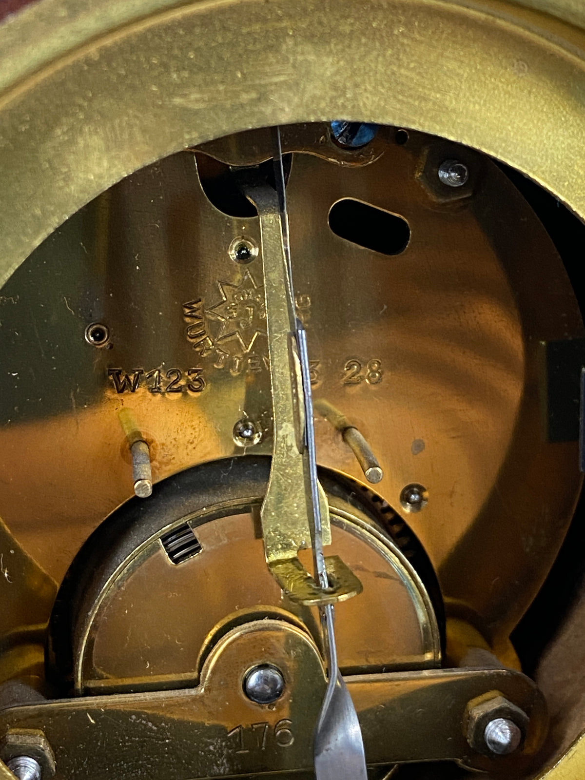 Antike Kaminuhr von Junghans mit W-123 Uhrwerk, Deutschland um 1910