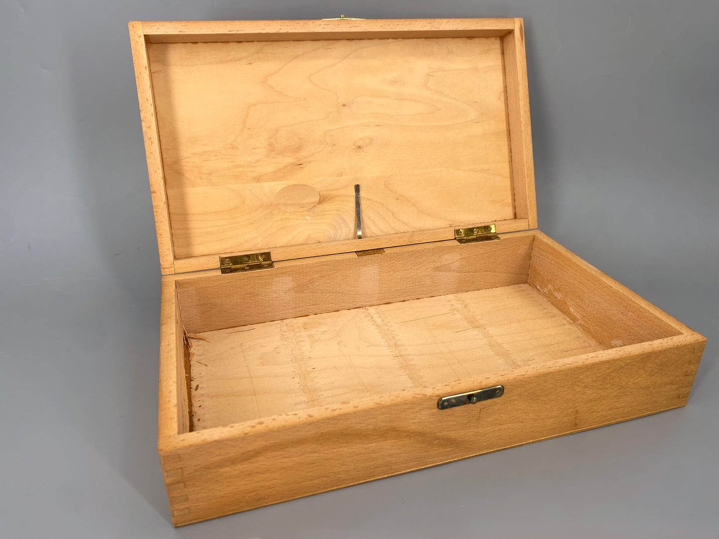 Vintage Holzschatulle mit Fingerzinken Eckverbindung