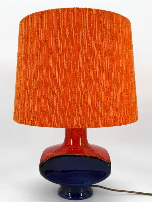 Fat Lava Tischlampe mit leuchtender Glanzlasur in Orange-Blau, Deutschland 1960er