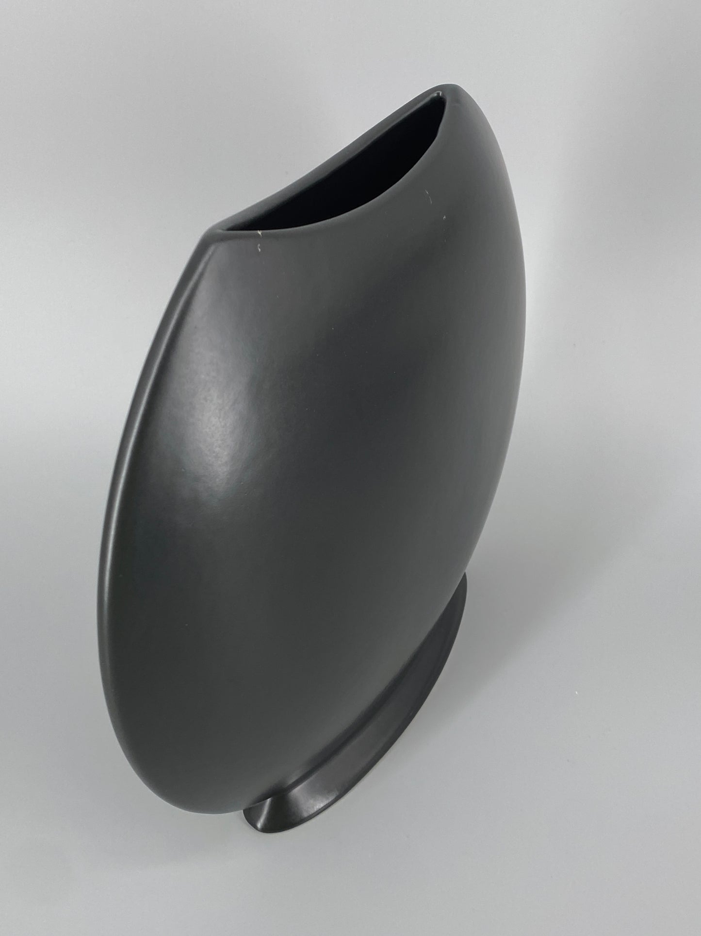 Vintage Blumenvase aus schwarz glasierter Keramik von ASA Selection, Deutschland 1980er