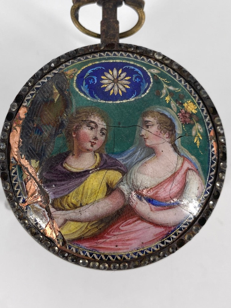 Antike Taschenuhr mit Spindelhemmung und Emaillemalerei von Breguet A Paris, Frankreich um 1800