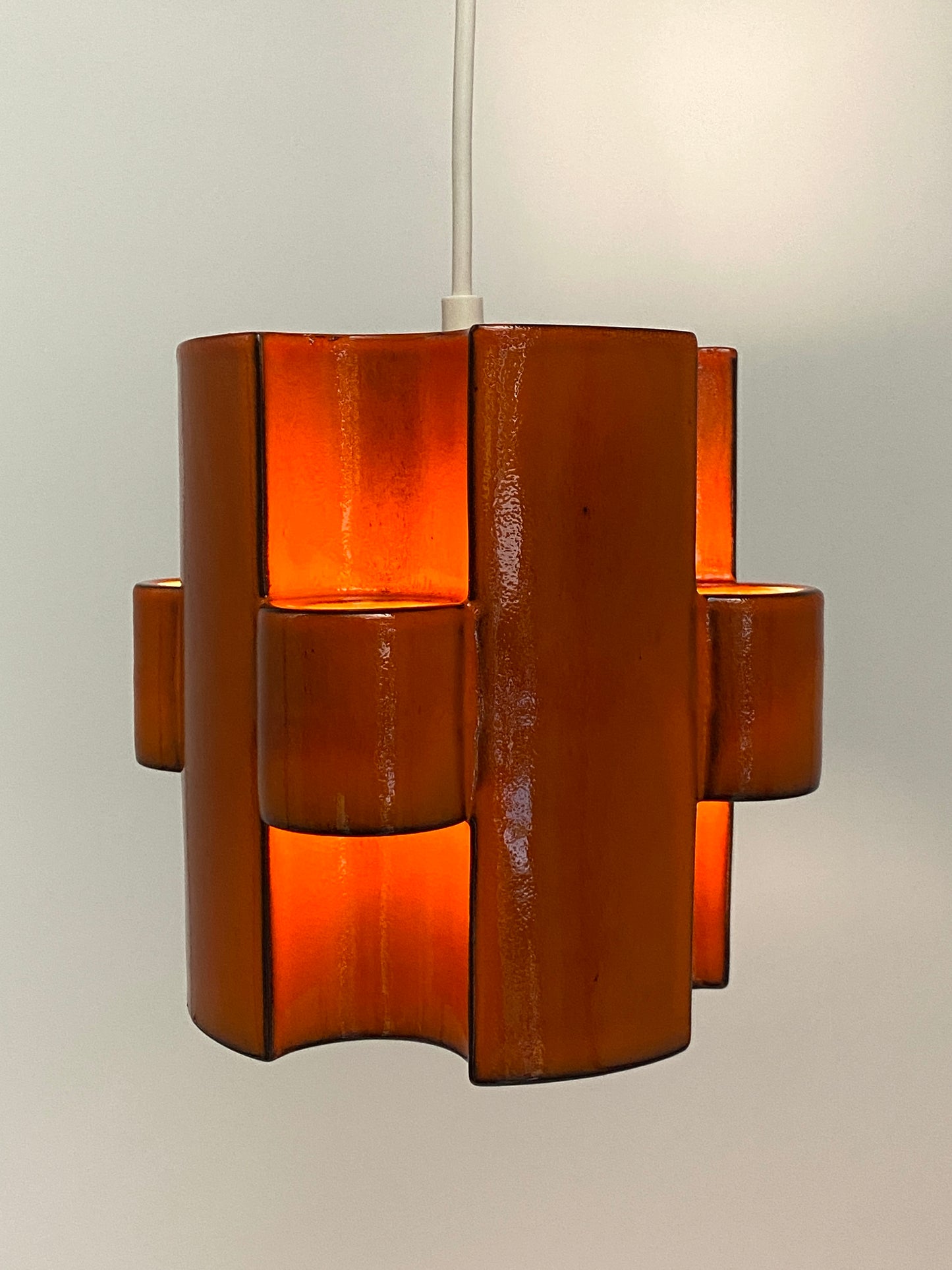 Brutalistische Deckenlampe aus glasierter Keramik von Cari Zalloni für Steuler, Deutschland 1970er