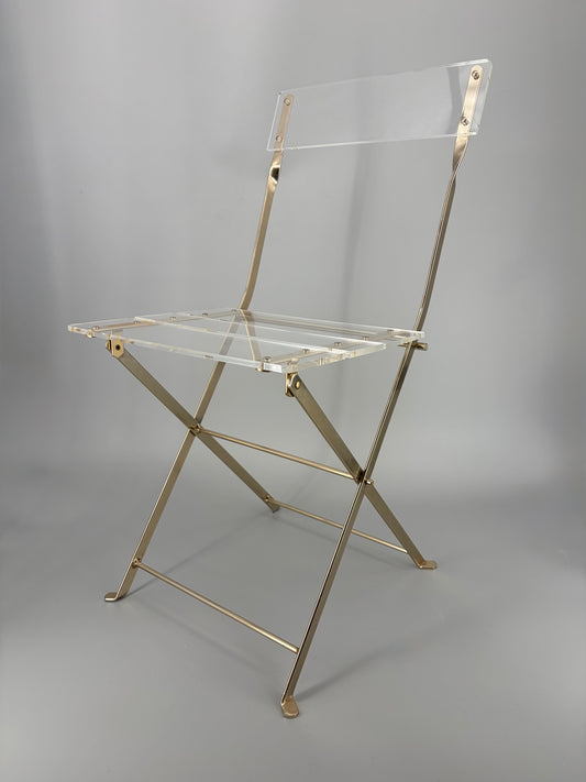 Transparenter Klappstuhl im Hollywood Regency Design von Yonel Lebovici und Bernard Berthet für Marais International, Frankreich 1973