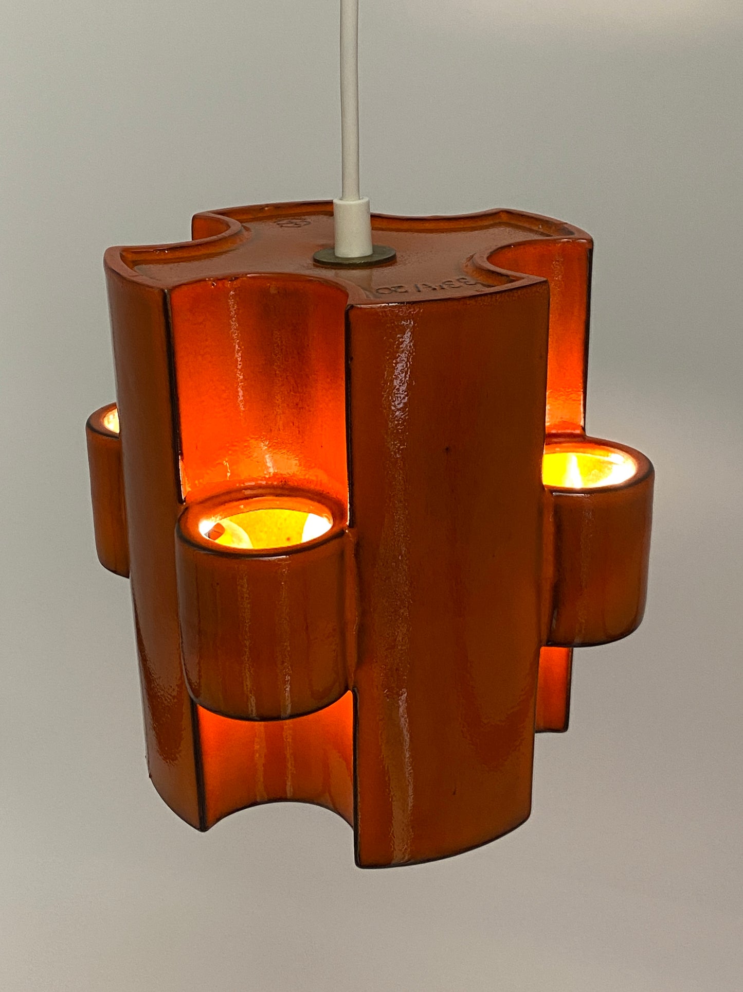 Brutalistische Deckenlampe aus glasierter Keramik von Cari Zalloni für Steuler, Deutschland 1970er