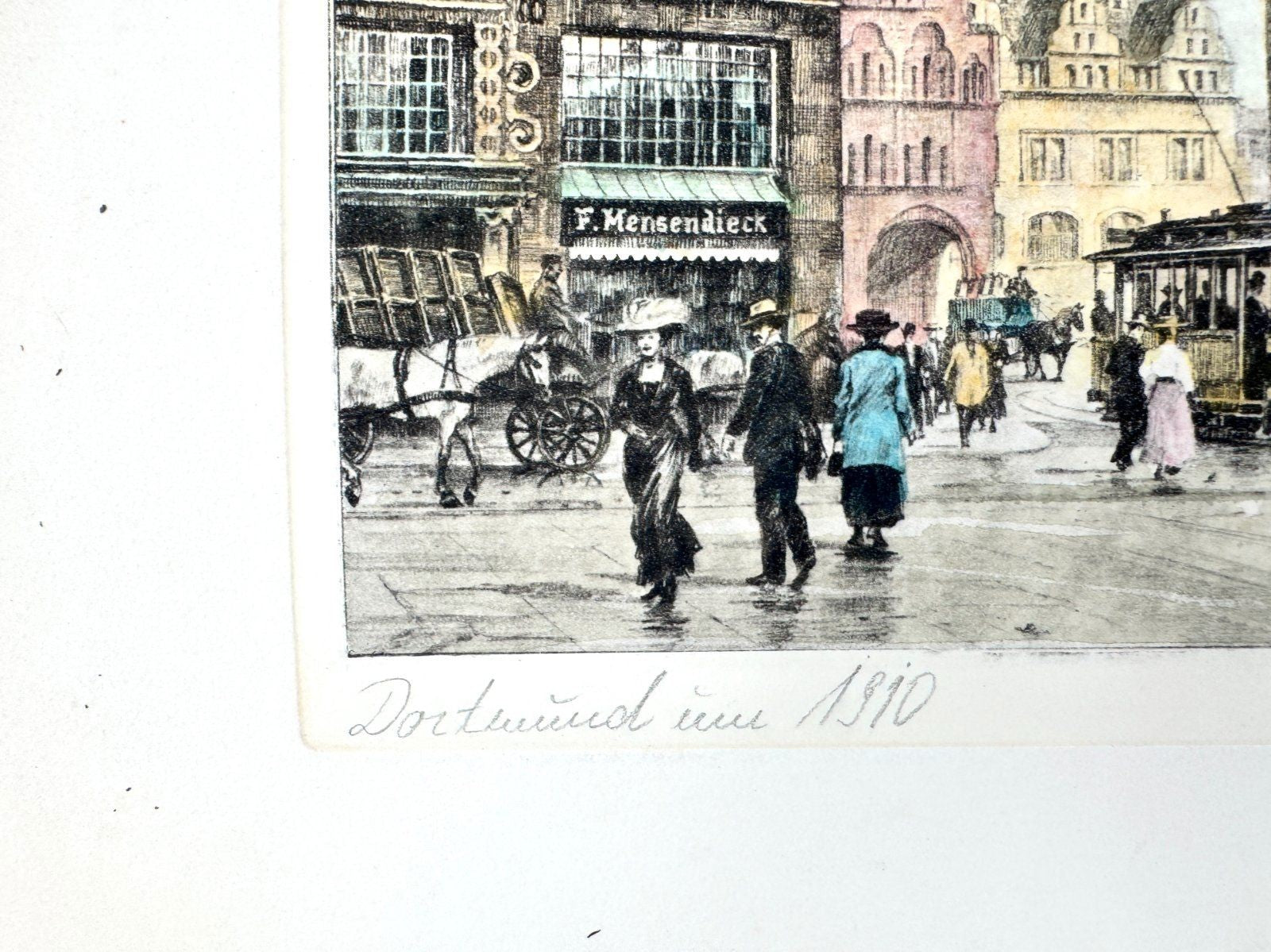 * GRAFIK KOLORIERT DORTMUND 1910 RATHAUS NRW TRAM WEHLISCH 