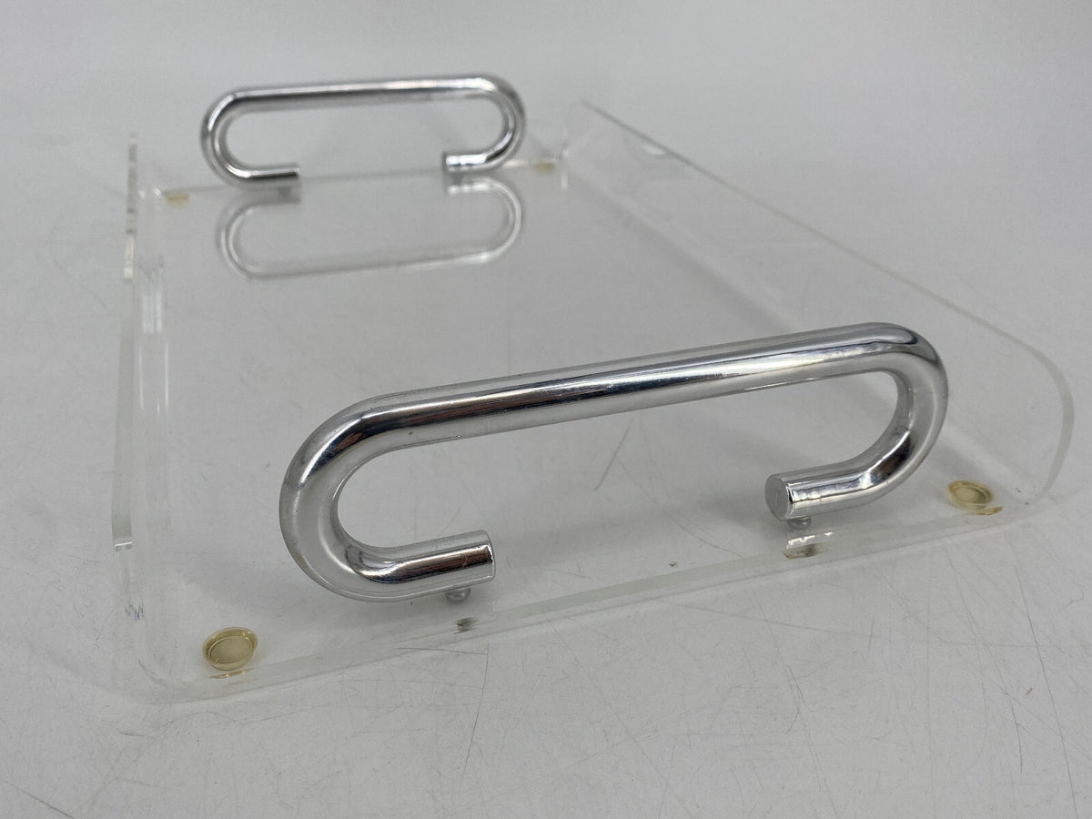 * VINTAGE ACRYLGLAS PLEXI TABLETT SERVIERTABLETT CHROMGRIFFE 70er ABAGE
