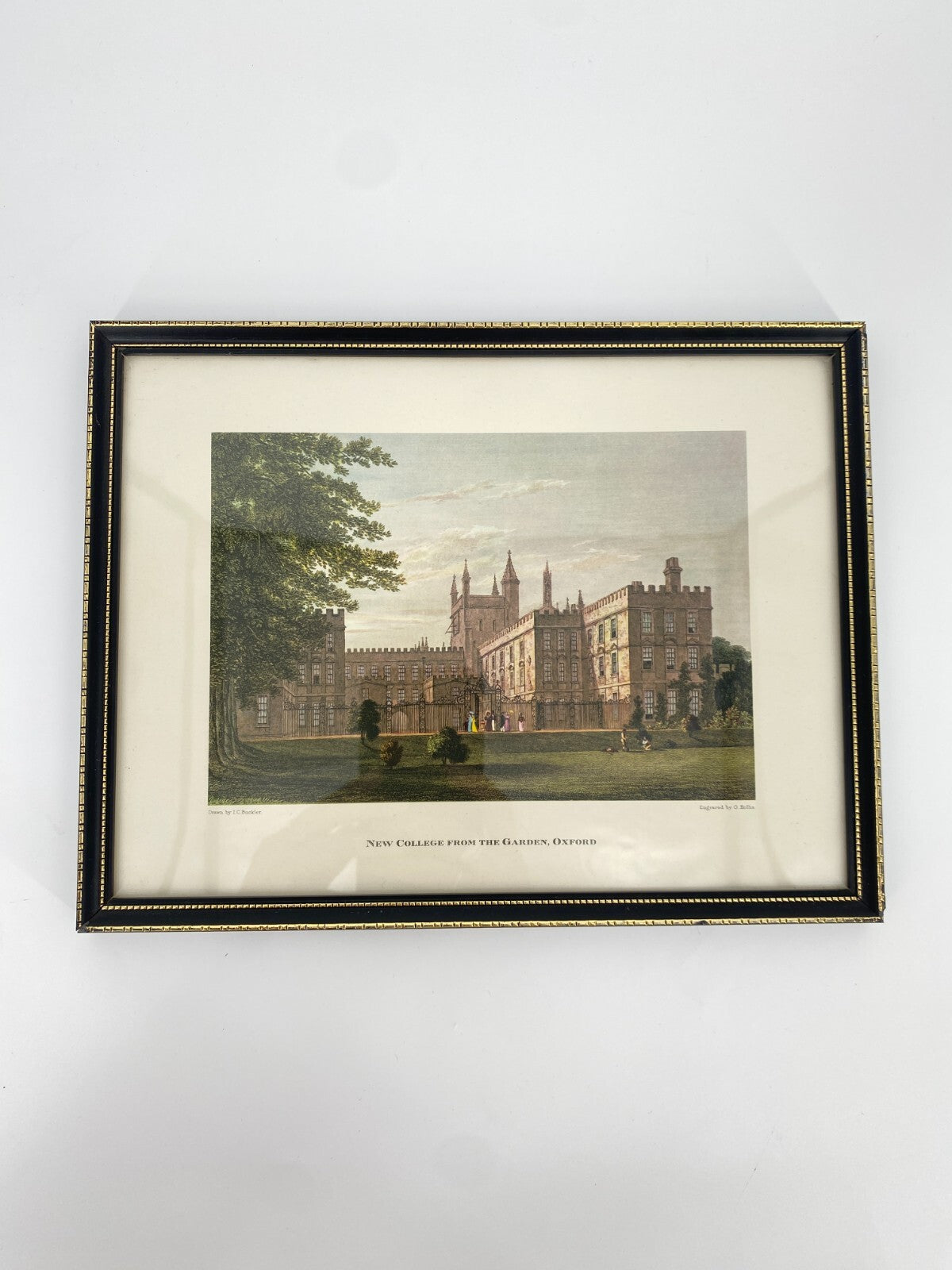 * 2 x DRUCK KUNSTDRUCK RADIERUNG NEW COLLEGE OXFORD ST. JAMES PALACE PALL MALL