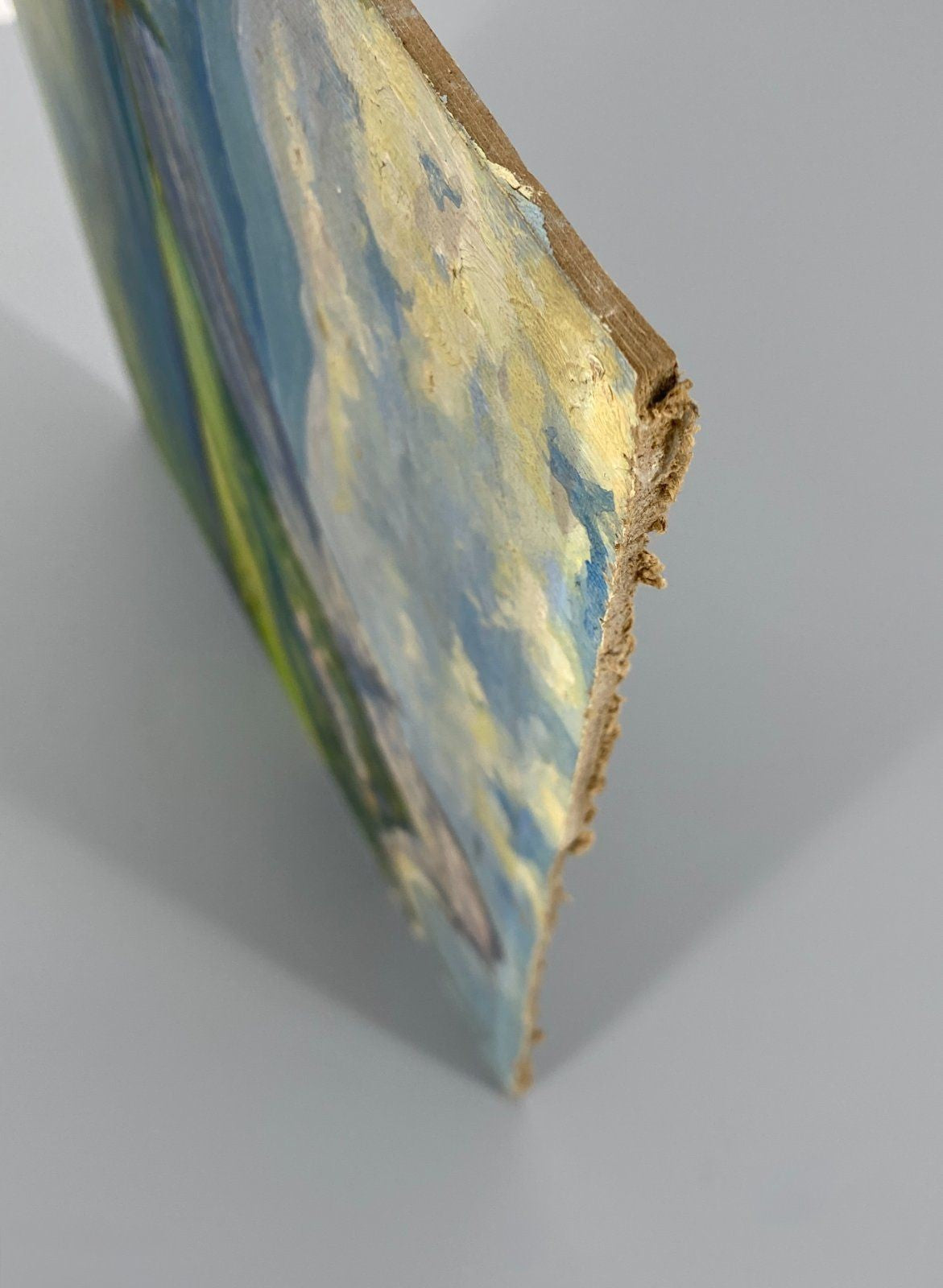 *ÖLGEMÄLDE BERGLANDSCHAFT SEE 1949 SIGNIERT FARBFROH PAPPE