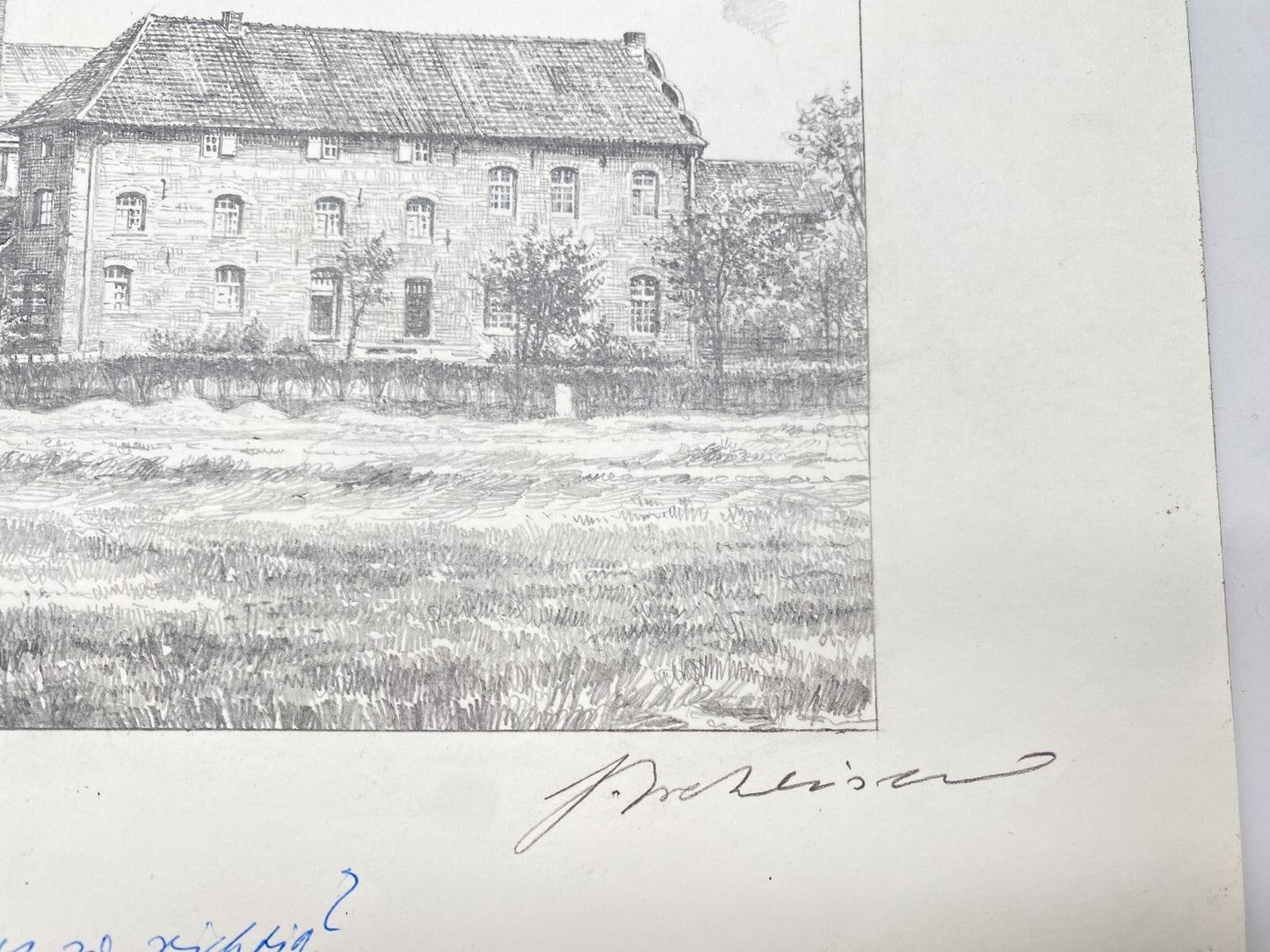 DEUTSCHER KÜNSTLER HEINZ WEHLISCH ZEICHNUNG MILLEN KIRCHE PROPSTEI HANDSIGNIERT